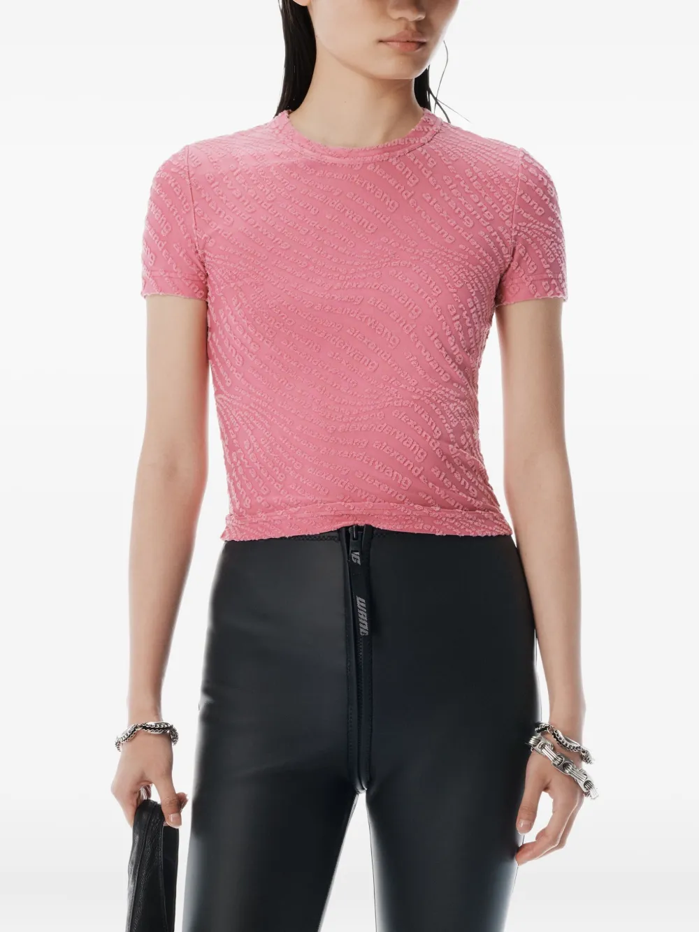 Alexander Wang T-shirt met logo-reliëf Roze