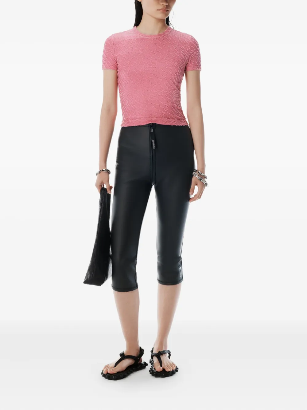 Alexander Wang T-shirt met logo-reliëf Roze
