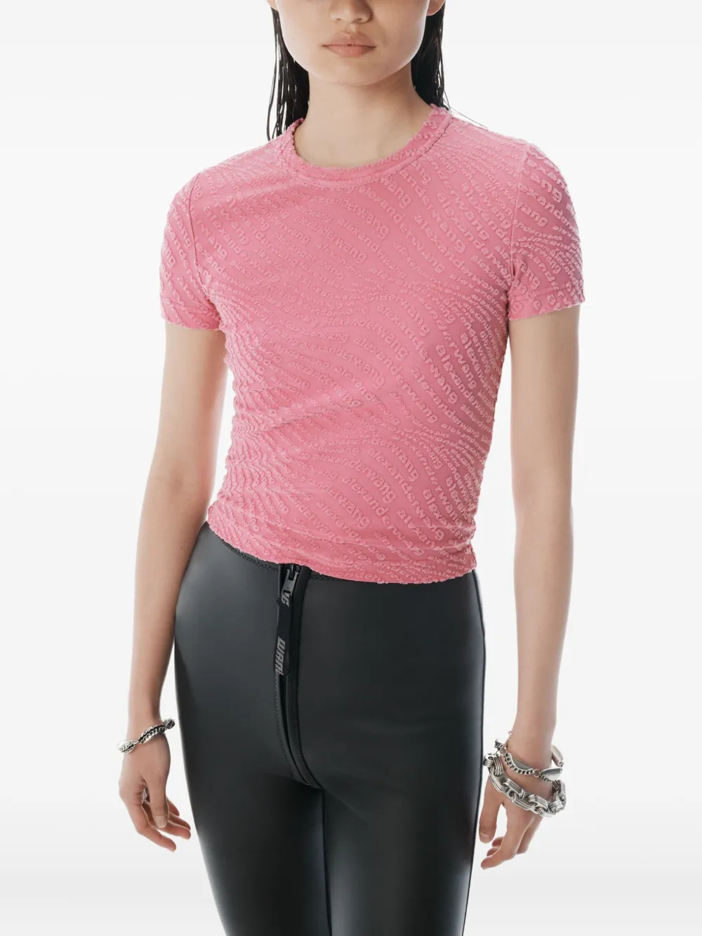 Alexander Wang T-shirt met logo-reliëf Roze