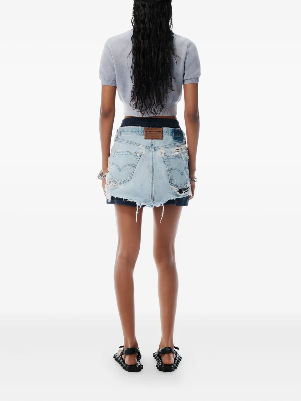 Alexander Wang Gebreide cropped top met logo-reliëf Grijs