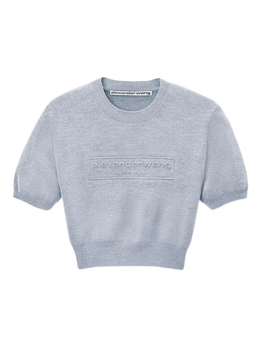 Alexander Wang Gebreide cropped top met logo-reliëf Grijs