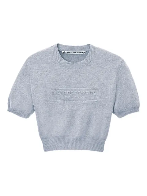 Alexander Wang logo-embossed cropped knit top