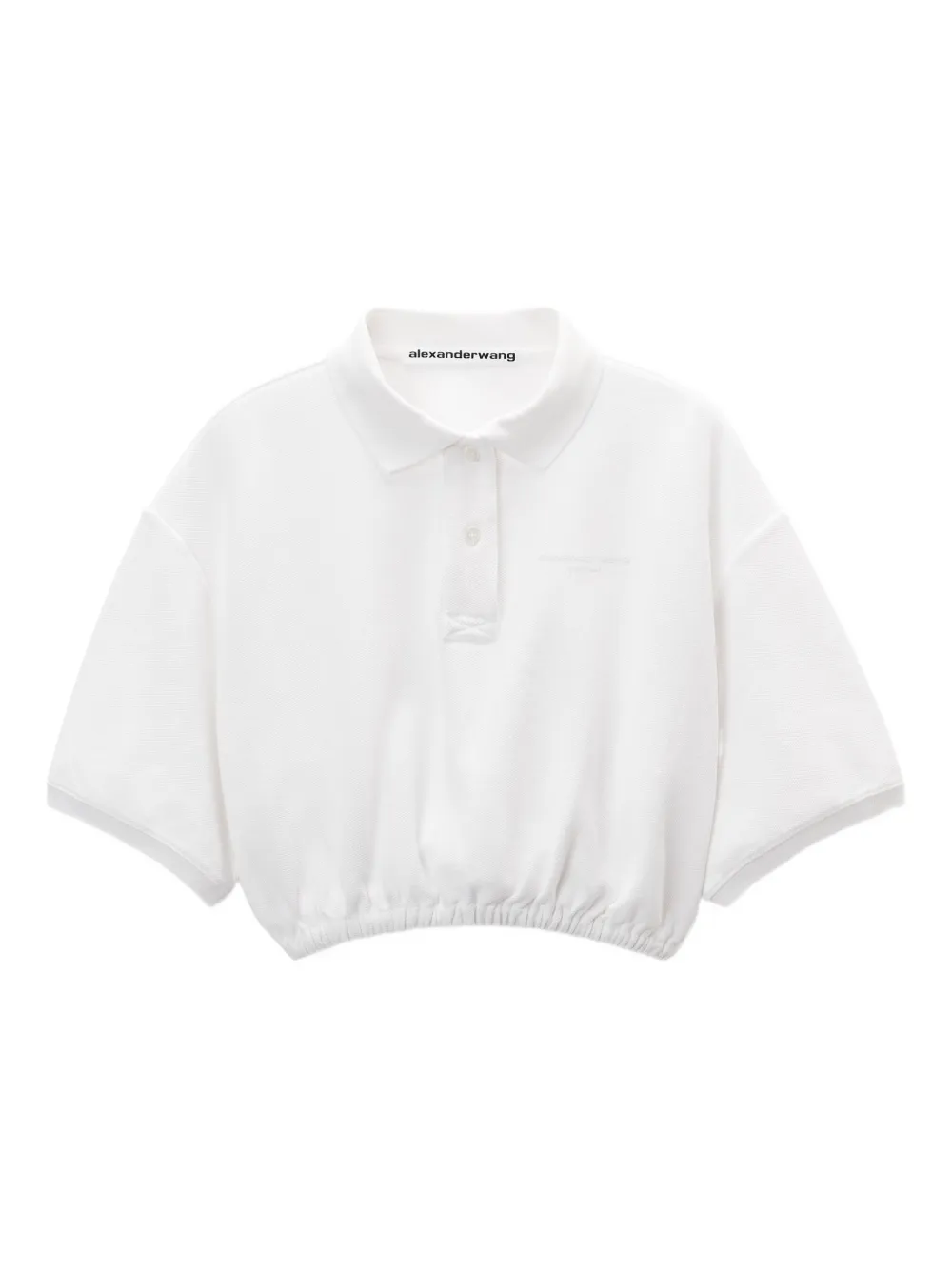 Alexander Wang elasticated-hem cropped polo top | White | Image 1