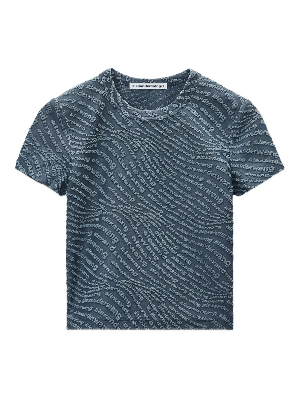 Alexander Wang Top met korte mouwen en logo-reliëf Blauw