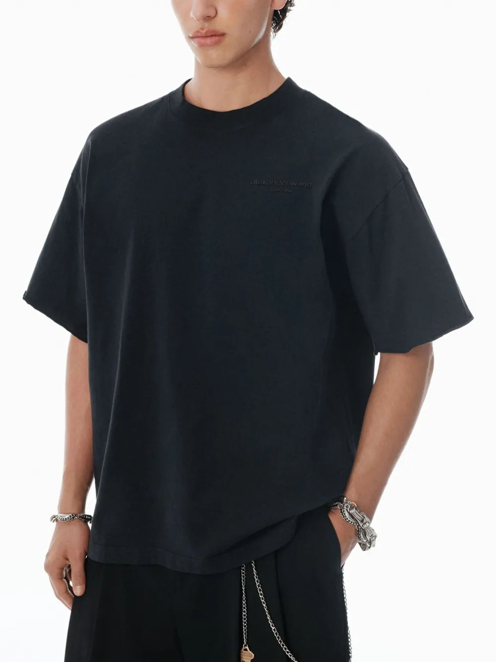 Alexander Wang logo cotton T-shirt Zwart