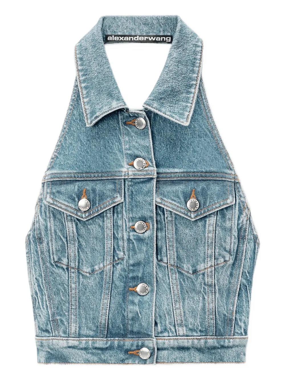 Alexander Wang Denim top met halternek Blauw