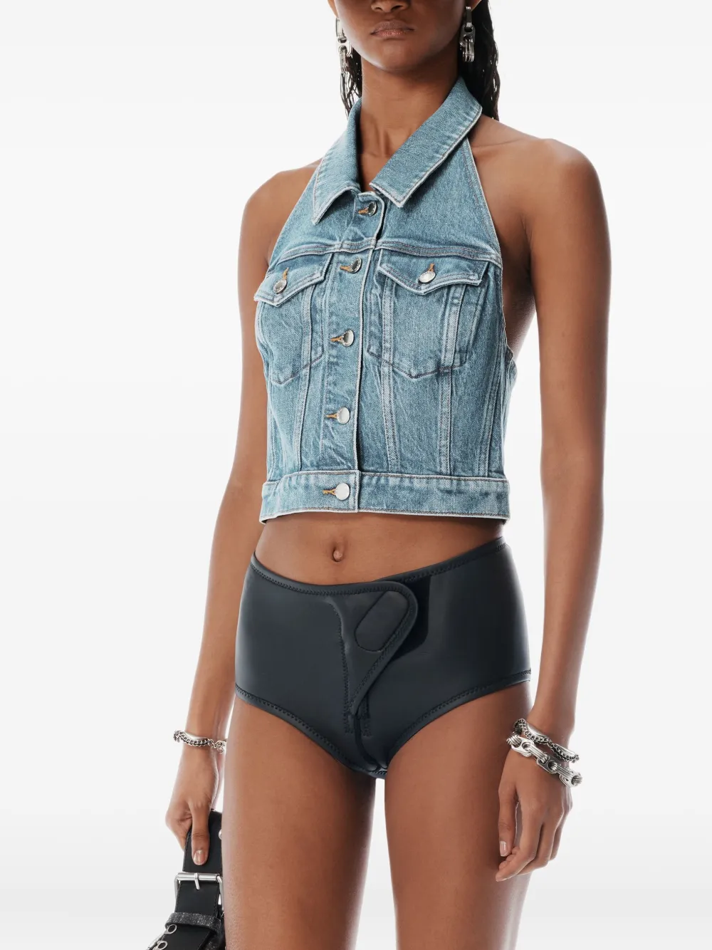 Alexander Wang Denim top met halternek Blauw