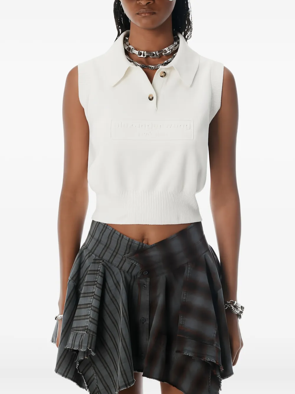 Alexander Wang Chenille Logo-embossed Top In White