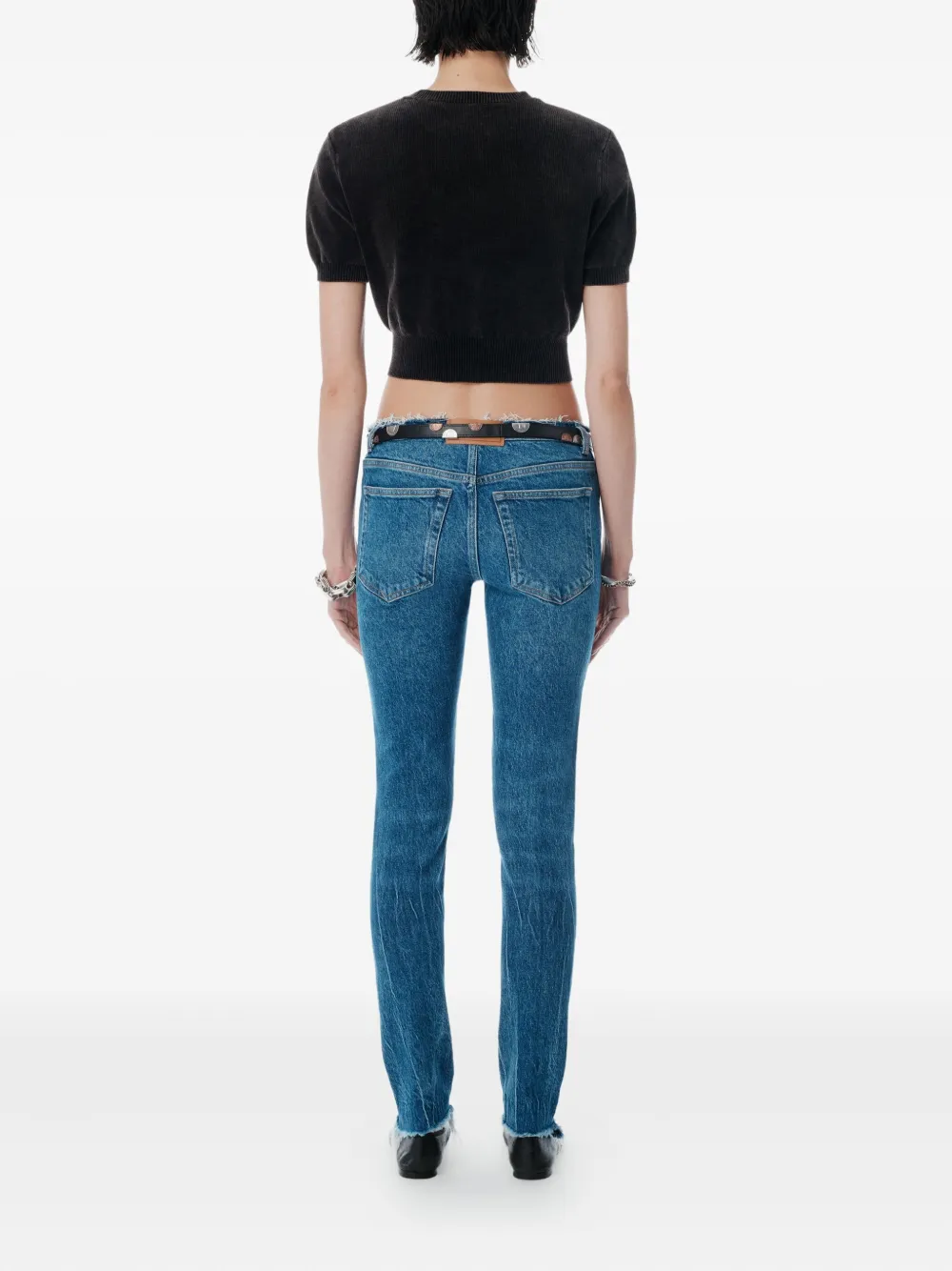Alexander Wang Gebreide top met logo-reliëf en korte mouwen Zwart