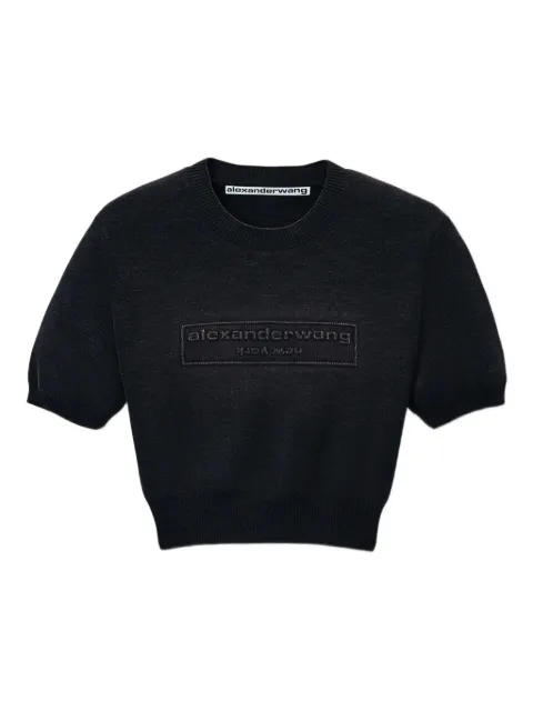 Alexander Wang logo-embossed short-sleeve knit top