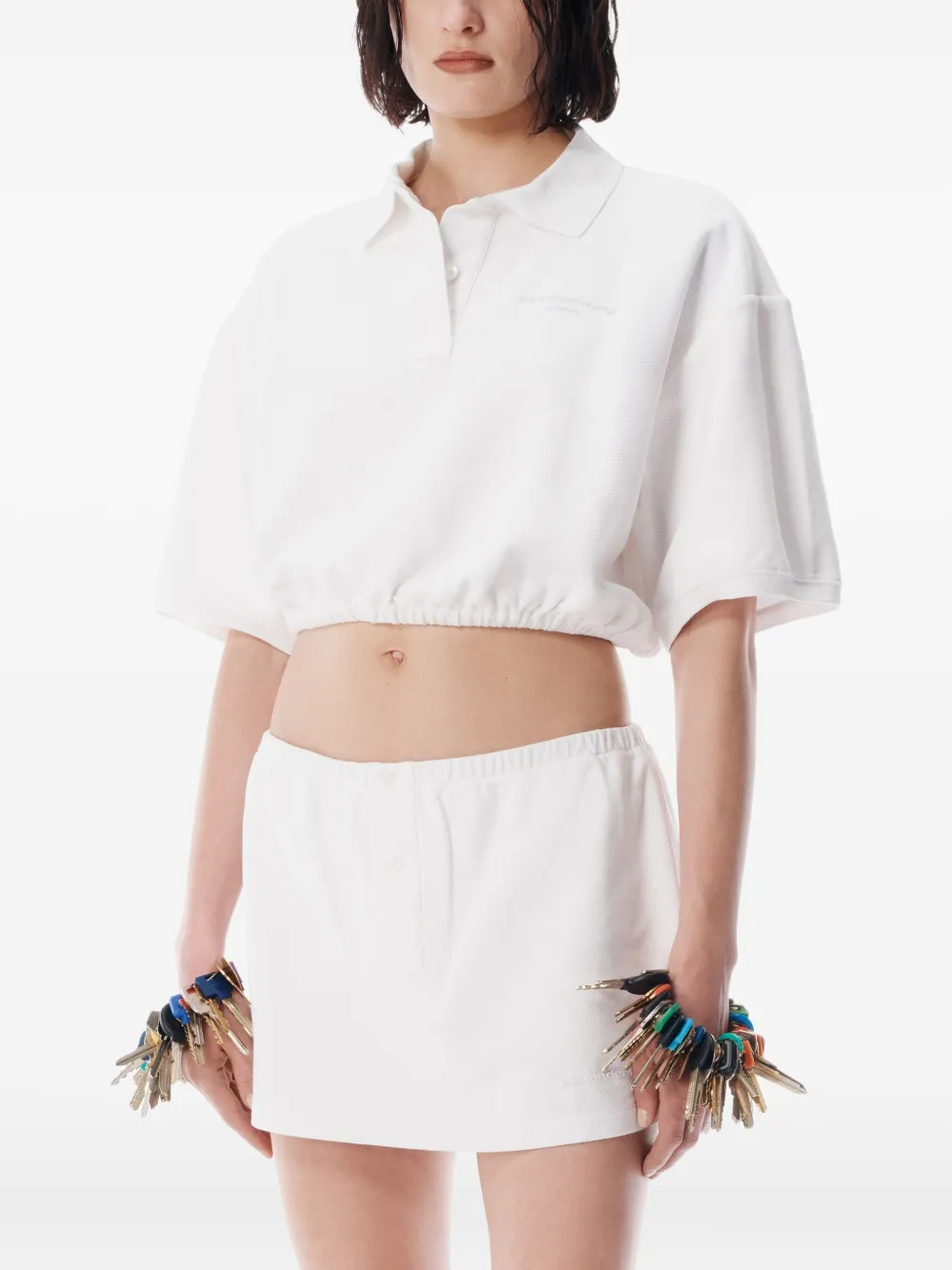 Alexander Wang Rok met elastische tailleband en knopen Wit