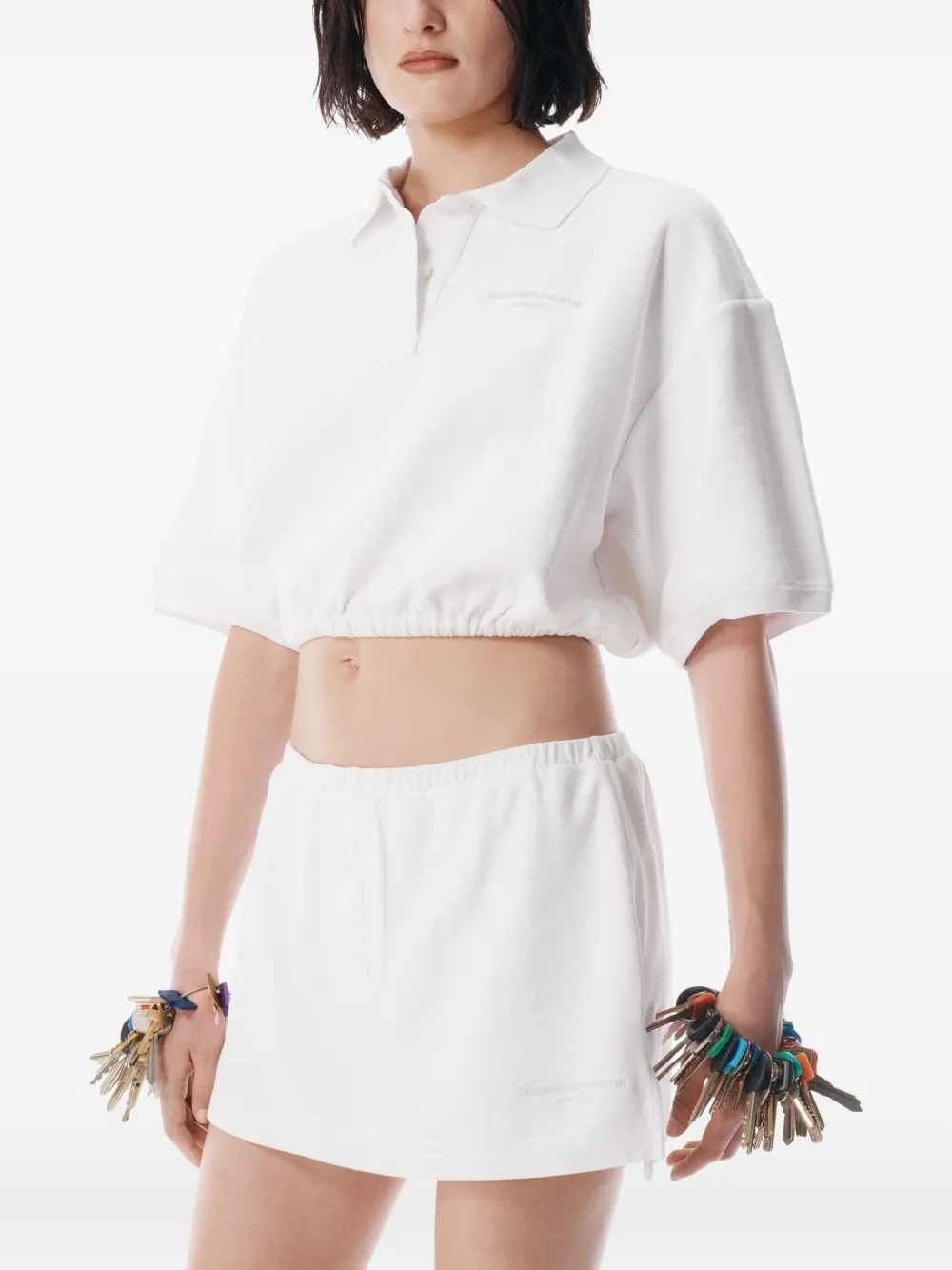 Alexander Wang Rok met elastische tailleband en knopen Wit