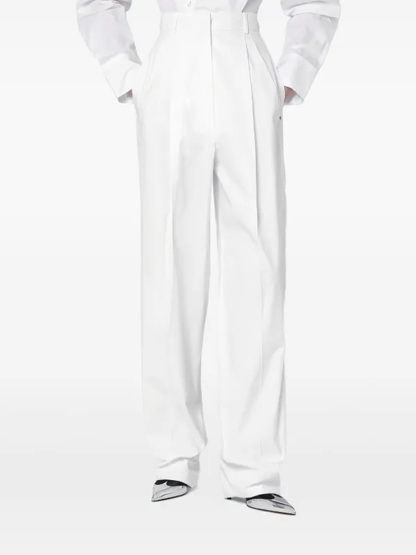 Sportmax Cotton straight-leg Trousers | White | FARFETCH RO
