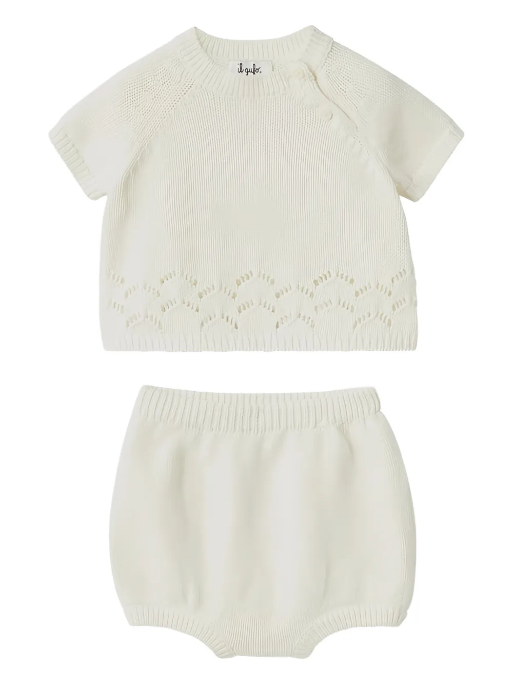 Il Gufo Katoenen T-shirt en shorts Wit
