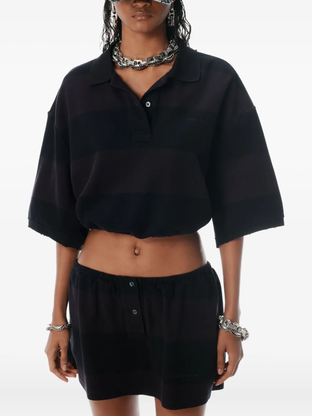 Alexander Wang cropped polo shirt Zwart