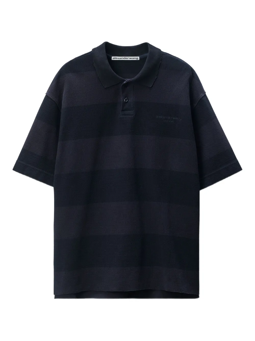 Alexander Wang Marina striped piqué polo shirt Zwart