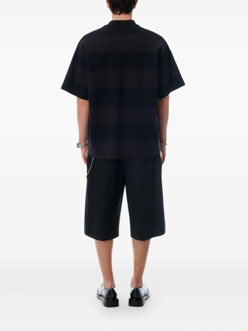 Alexander Wang Marina striped piqué polo shirt Zwart