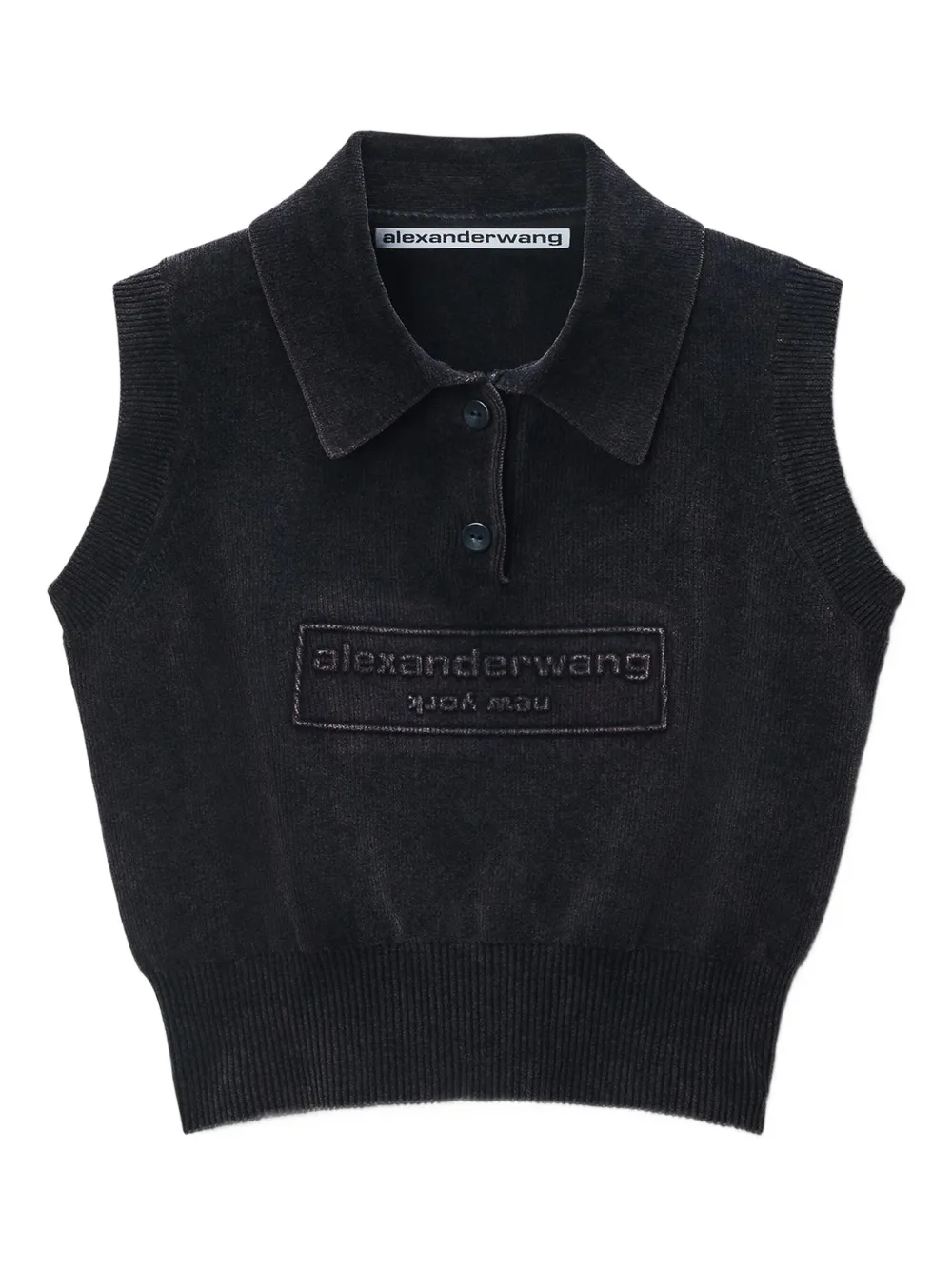 Alexander Wang Mouwloze polotop met logo-reliëf Zwart