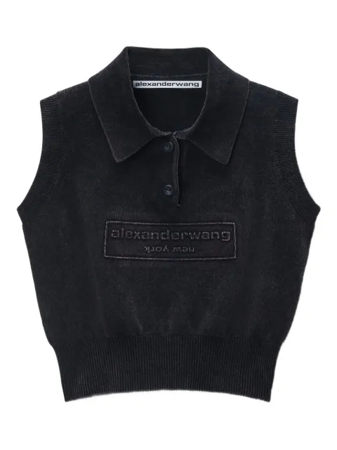 Alexander Wang logo-embossed sleeveless polo top