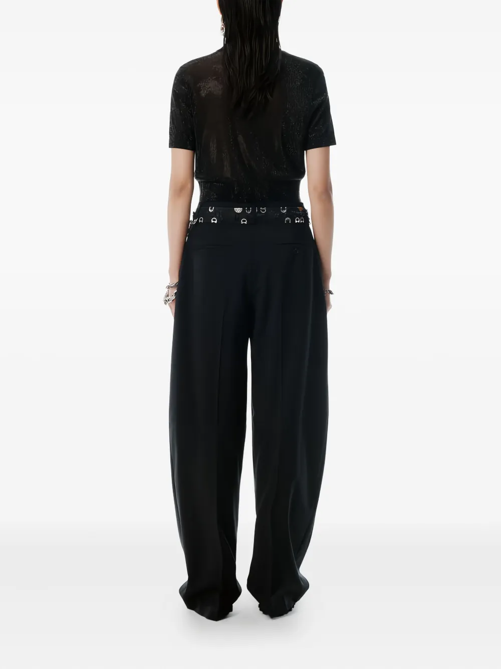 Alexander Wang Short-sleeved Cropped Top In Black