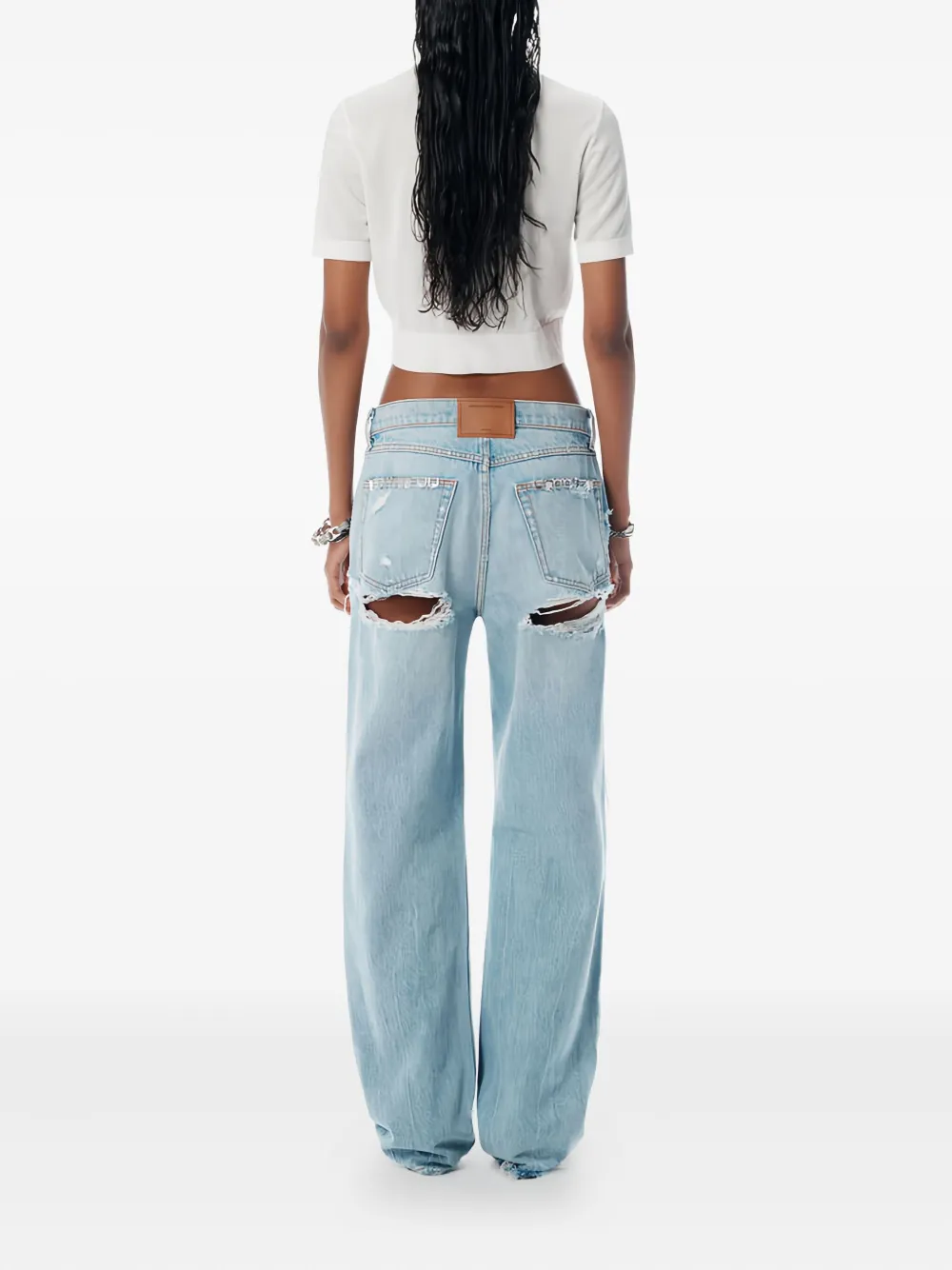 Alexander Wang Short-sleeved Cropped Top In White