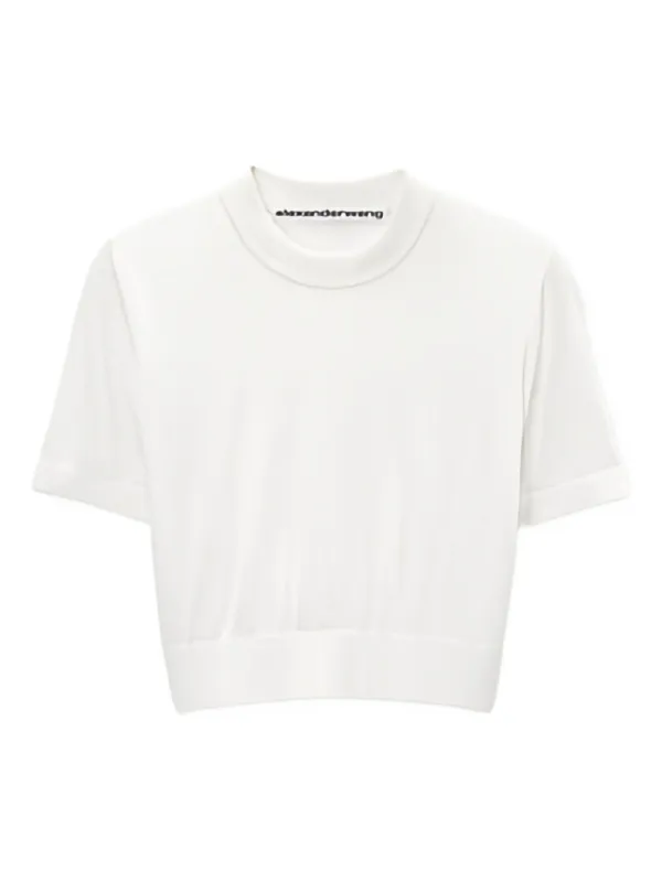 Alexander Wang Short-sleeved Cropped Top in White