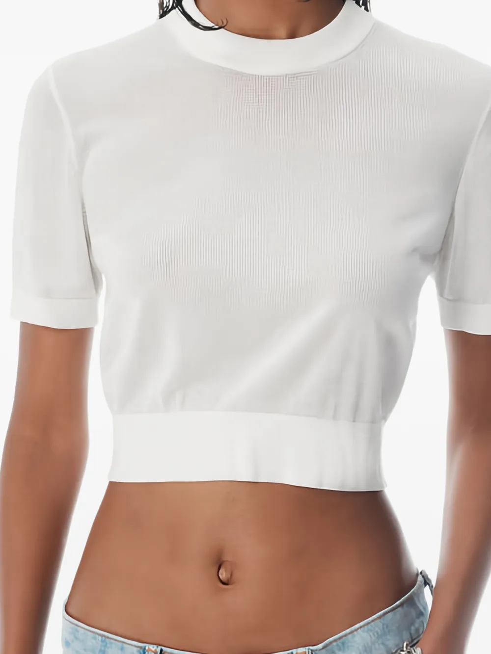 Alexander Wang Short-sleeved Cropped Top In White
