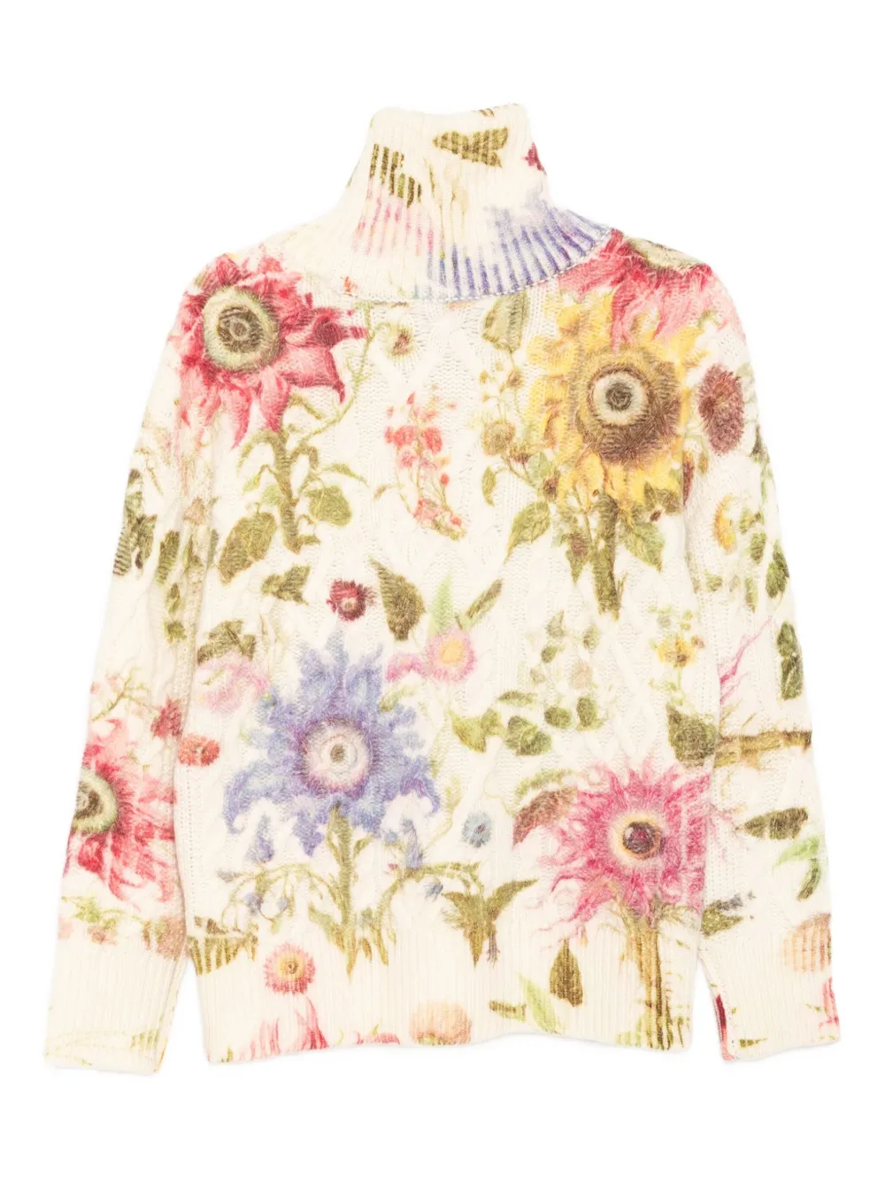 Monse Trui met bloemenprint Beige