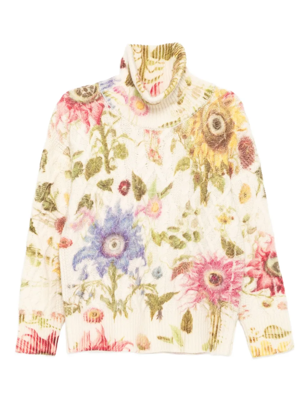 Monse Trui met bloemenprint Beige