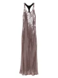 Monse leather-harness sequinned dress - Brown