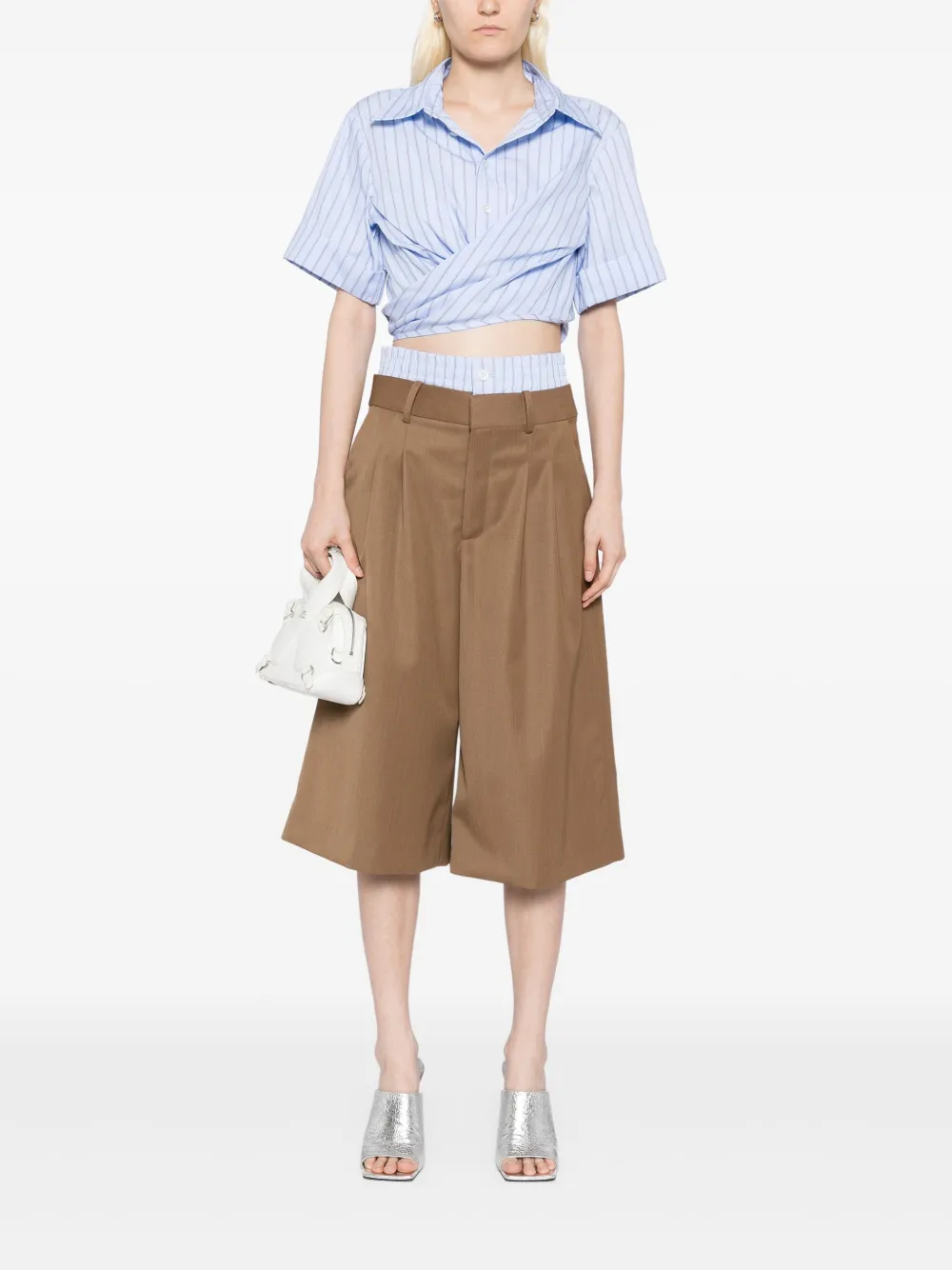 Monse Cropped wikkelblouse - Blauw