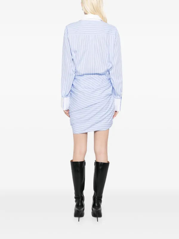 【MONSE】strapped in shirt dress / BLUE Wrap Shirt Dress in Oxford Blue and White