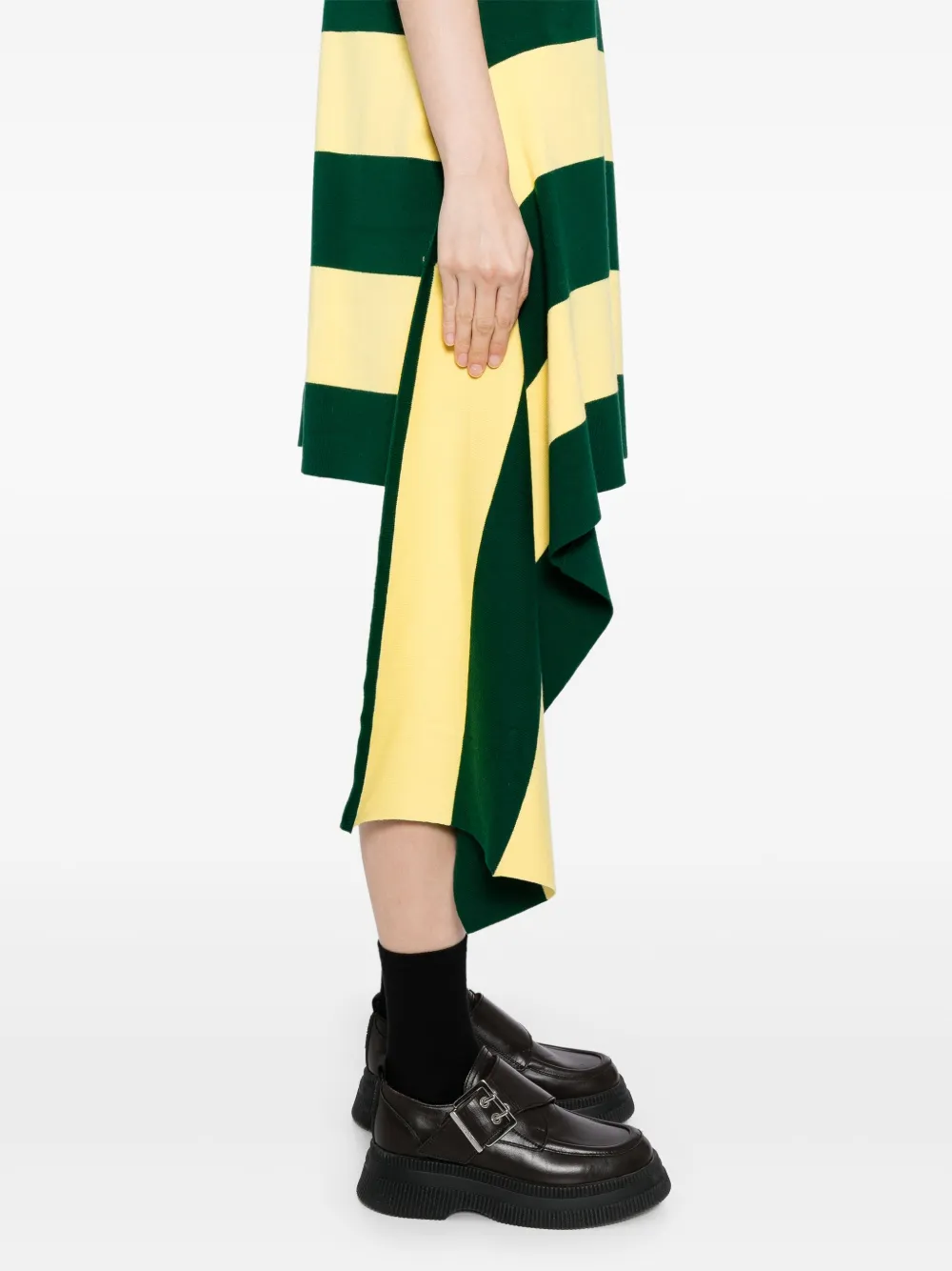 Monse Gestreepte cascade mini-jurk Groen