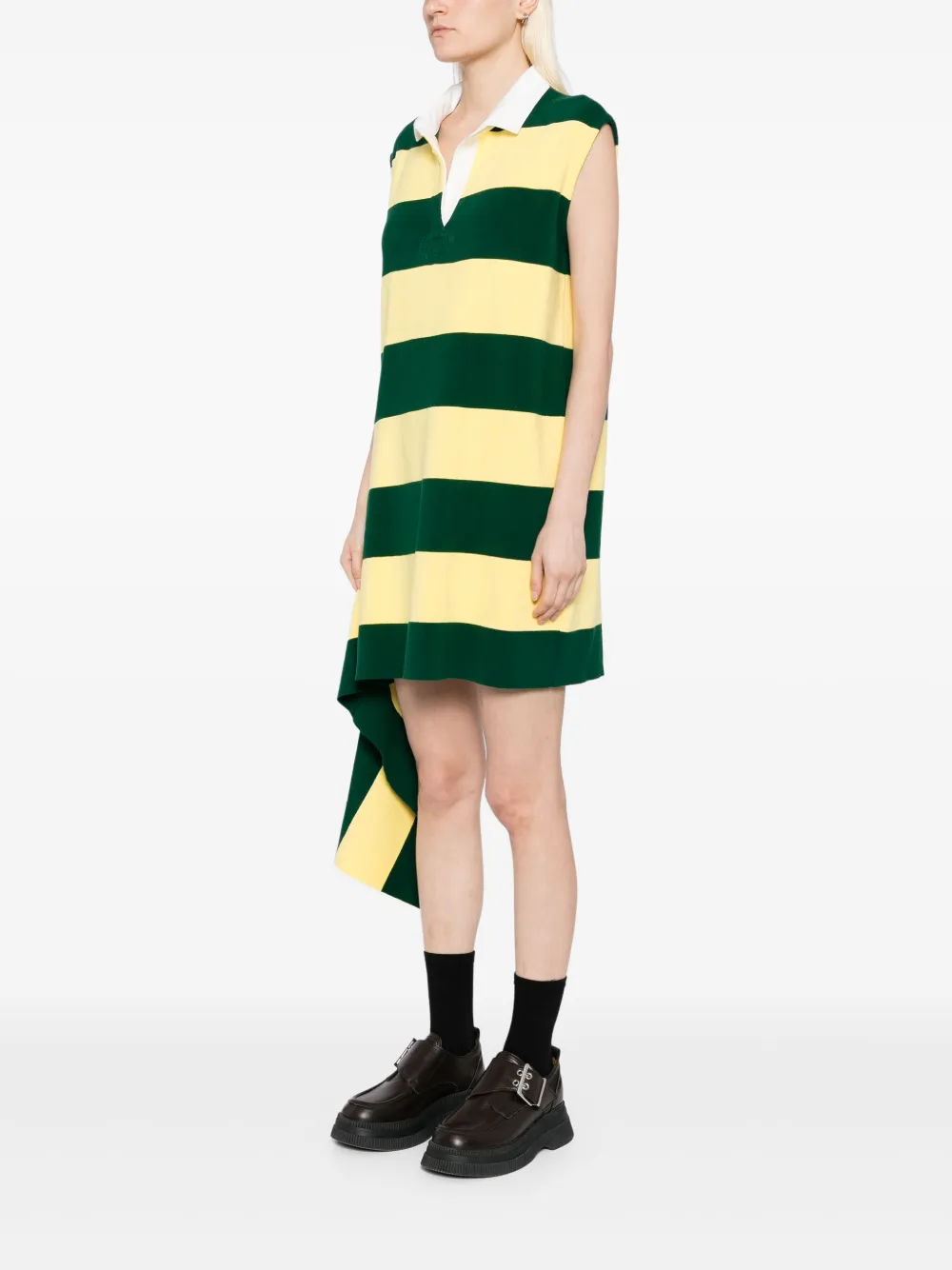 Monse Gestreepte cascade mini-jurk Groen