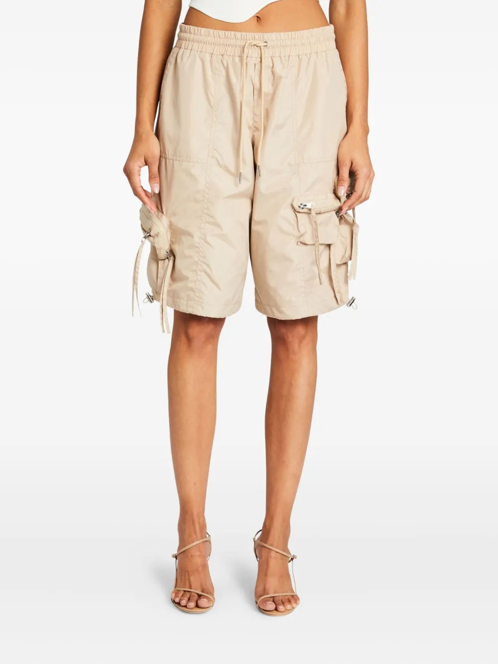 SER.O.YA Alba cargo shorts met ruches Beige