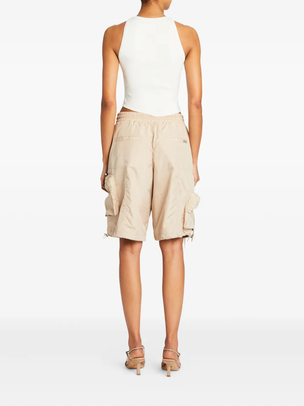 SER.O.YA Alba cargo shorts met ruches Beige
