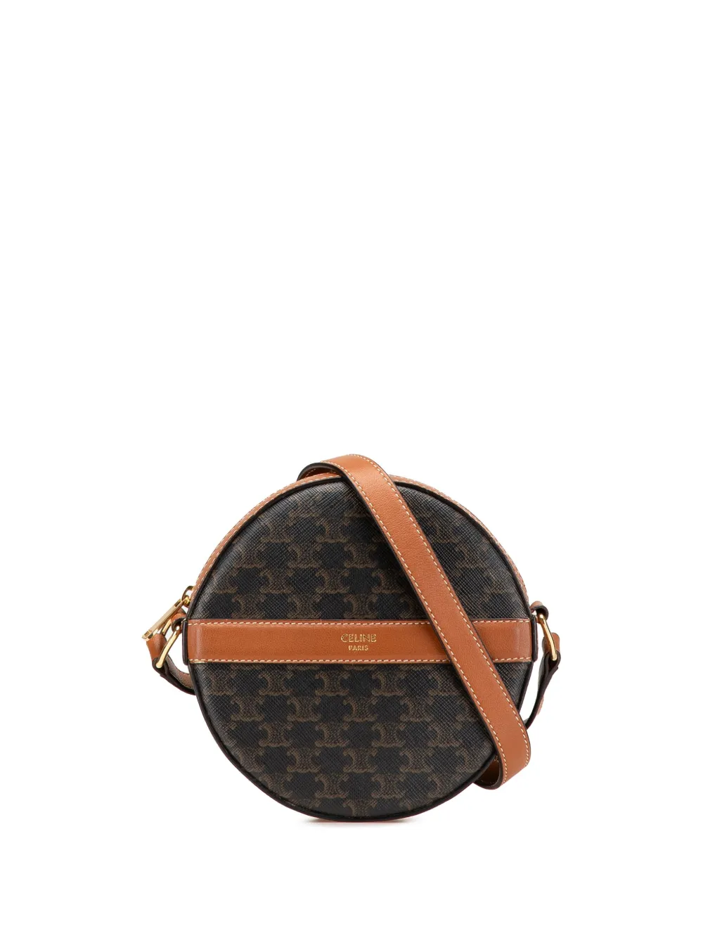 Céline Pre-Owned 2020 トリオンフ コーテッドキャンバス ラウンド パースオンストラップ ショルダーバッグ - ブラウン Céline Pre-Owned 2020 トリオンフ コーテッドキャンバス ラウンド パースオンストラップ ショルダーバッグ - ブラウン