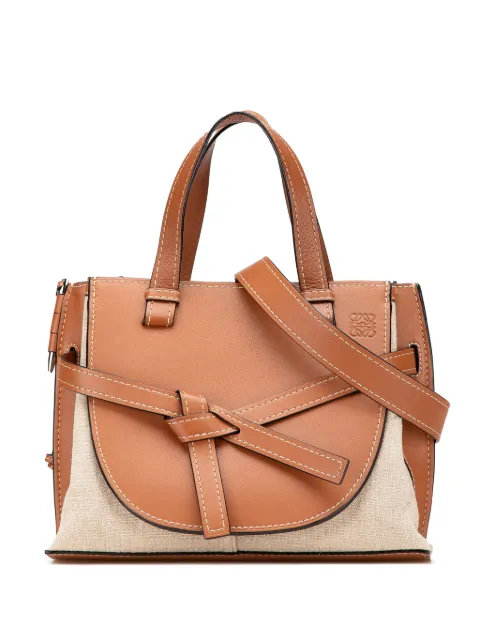 Loewe Pre-Owned 2000-2024 Medium Canvas and Calfskin Gate Top Handle Bag satchel