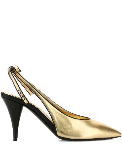 Miu Miu 90mm metallic-leather slingback pumps