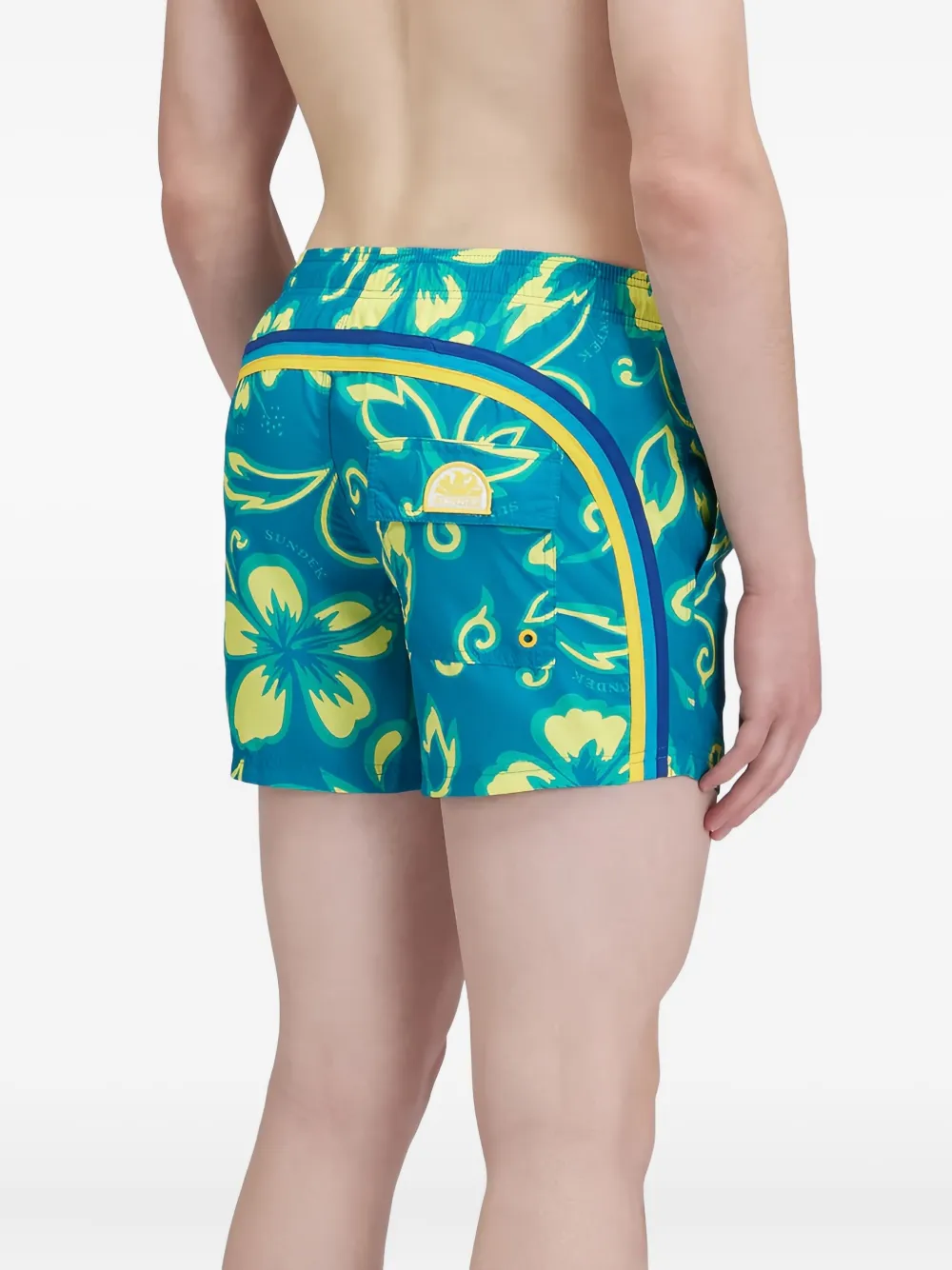 Sundek Zwembroek met bloemenprint Blauw