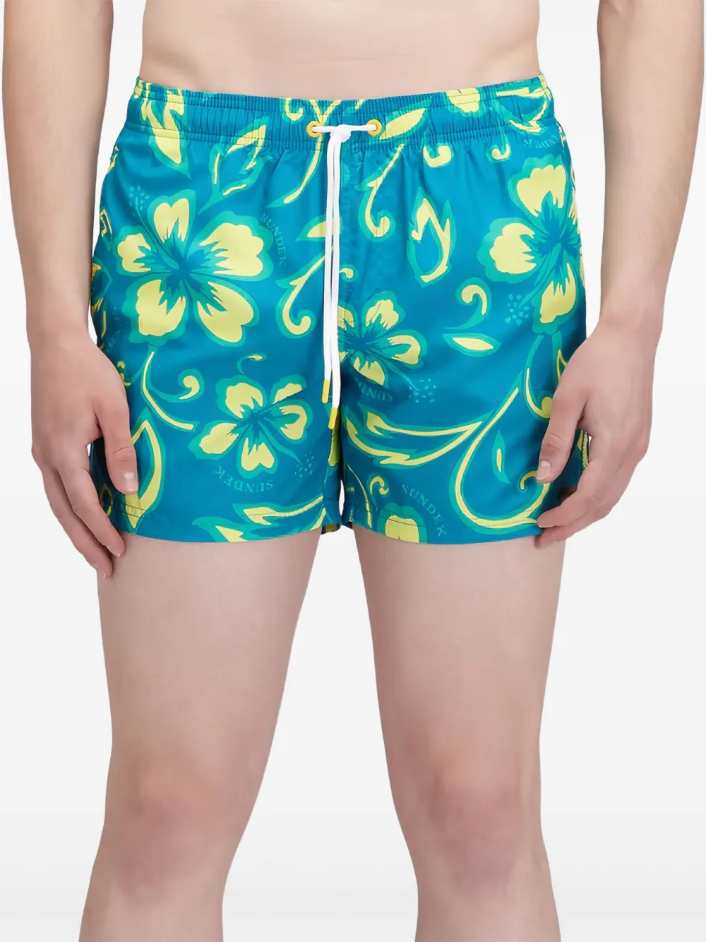 Sundek Zwembroek met bloemenprint Blauw