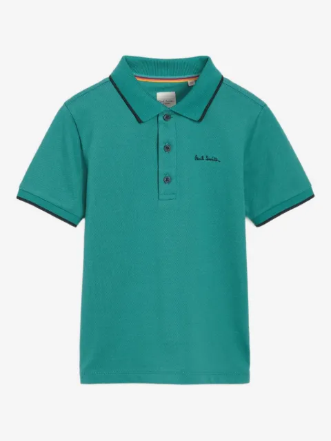 Paul Smith Junior 로고 자수 폴로 셔츠