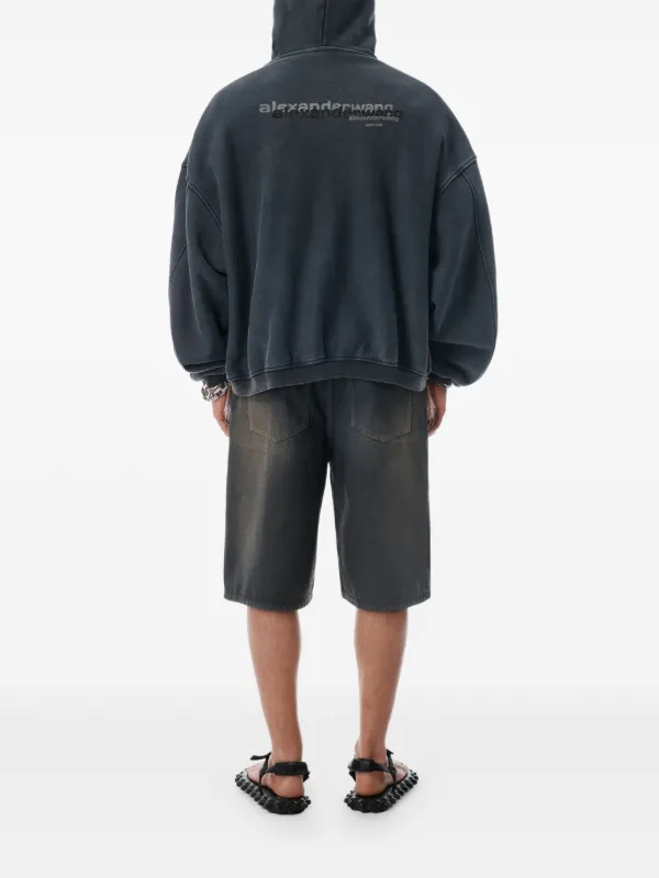 AlexanderWang ロゴプリントのジップアップパーカー alexanderwang アレキサンダーワング コットン クロップド