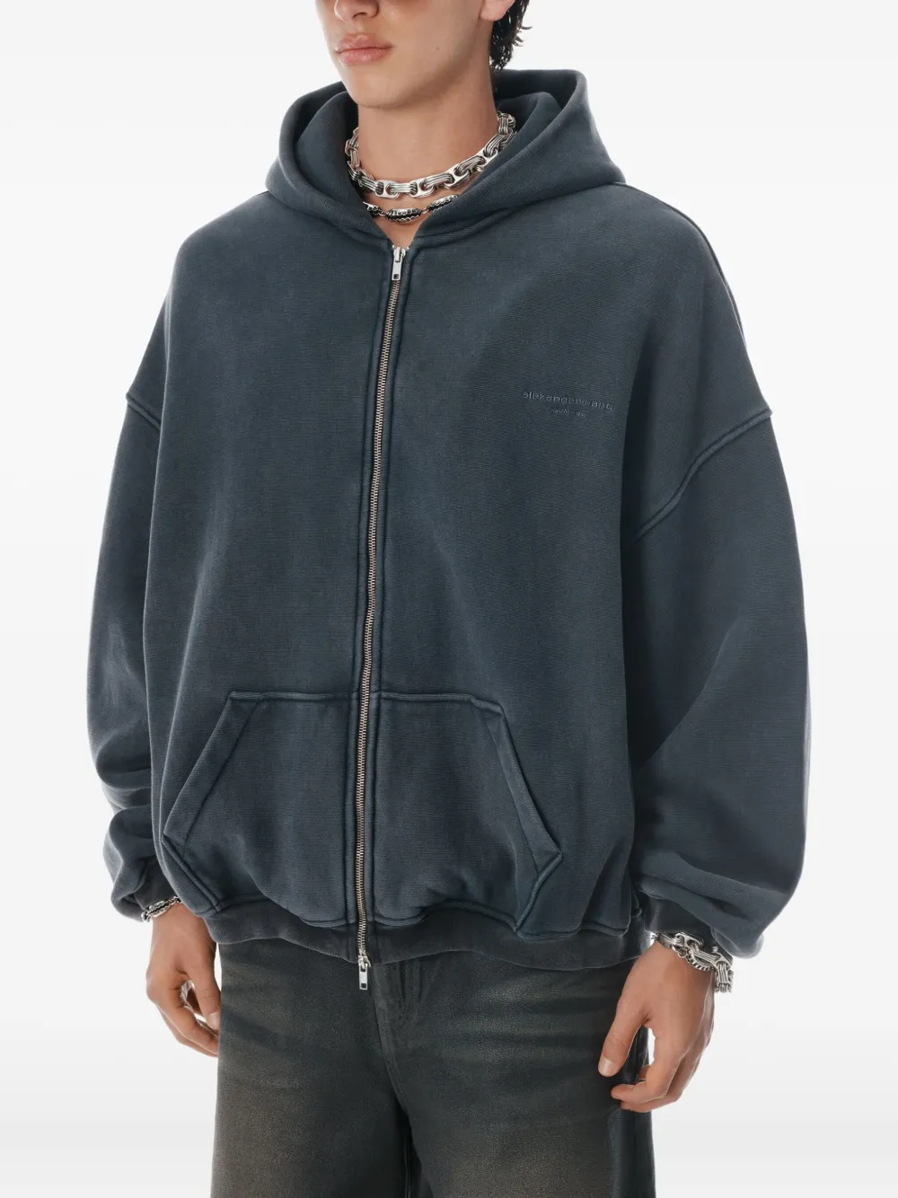Alexander Wang Hoodie met logoprint en rits Zwart