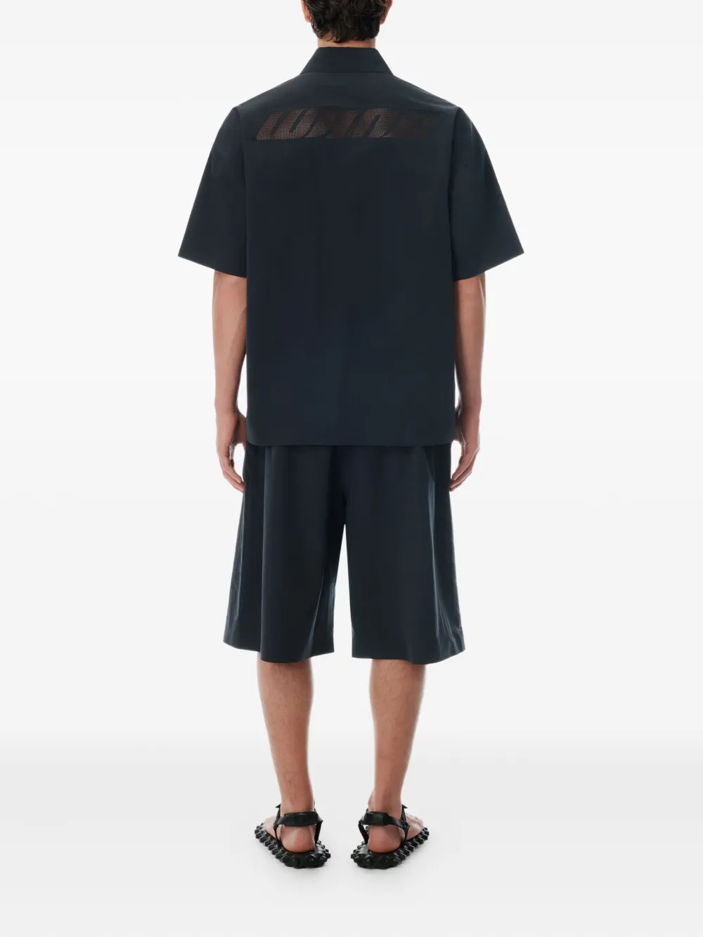 Alexander Wang laser-cut logo button-up shirt Zwart