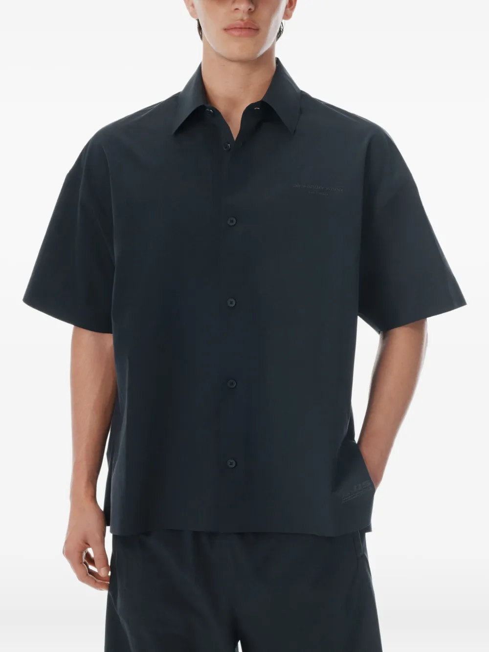 Alexander Wang laser-cut logo button-up shirt Zwart