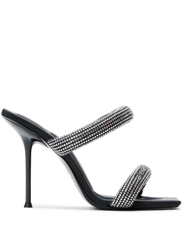 Alexander Wang Crystal Hotfix Julie Tubular Sandals in Black