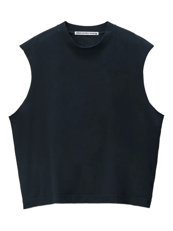 alexanderwang タンクトップブラ　黒 ribbed cotton racerback tank top in BLACK | alexanderwang®