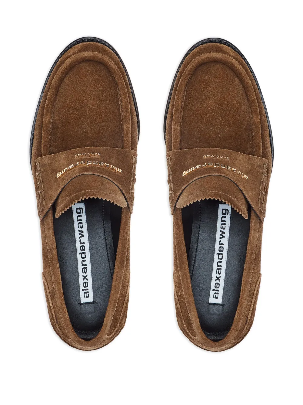 Alexander Wang logo-plaque suede loafers Brown