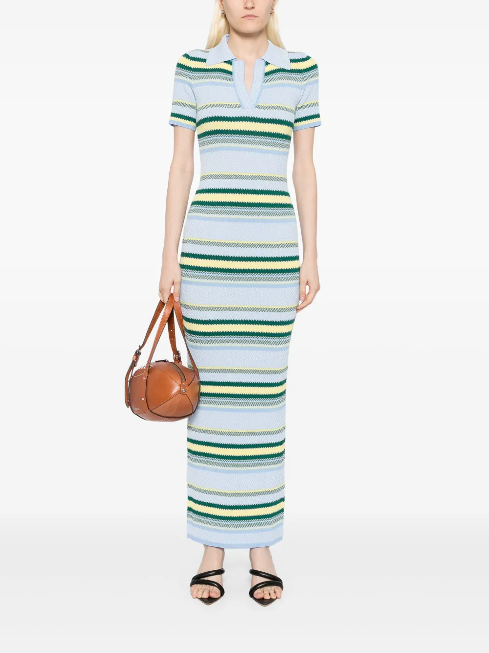 Monse Gestreept maxi-dress met jacquard - Blauw
